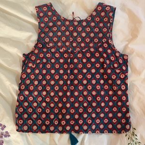 Fabindia cotton sleeveless top keyhole back cutout M